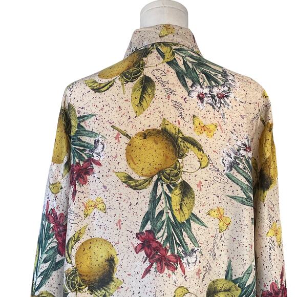 Vintage Express Silk Blouse Button Up Fruity 90s Y2K Maximalist Size Medium - Picture 4 of 9